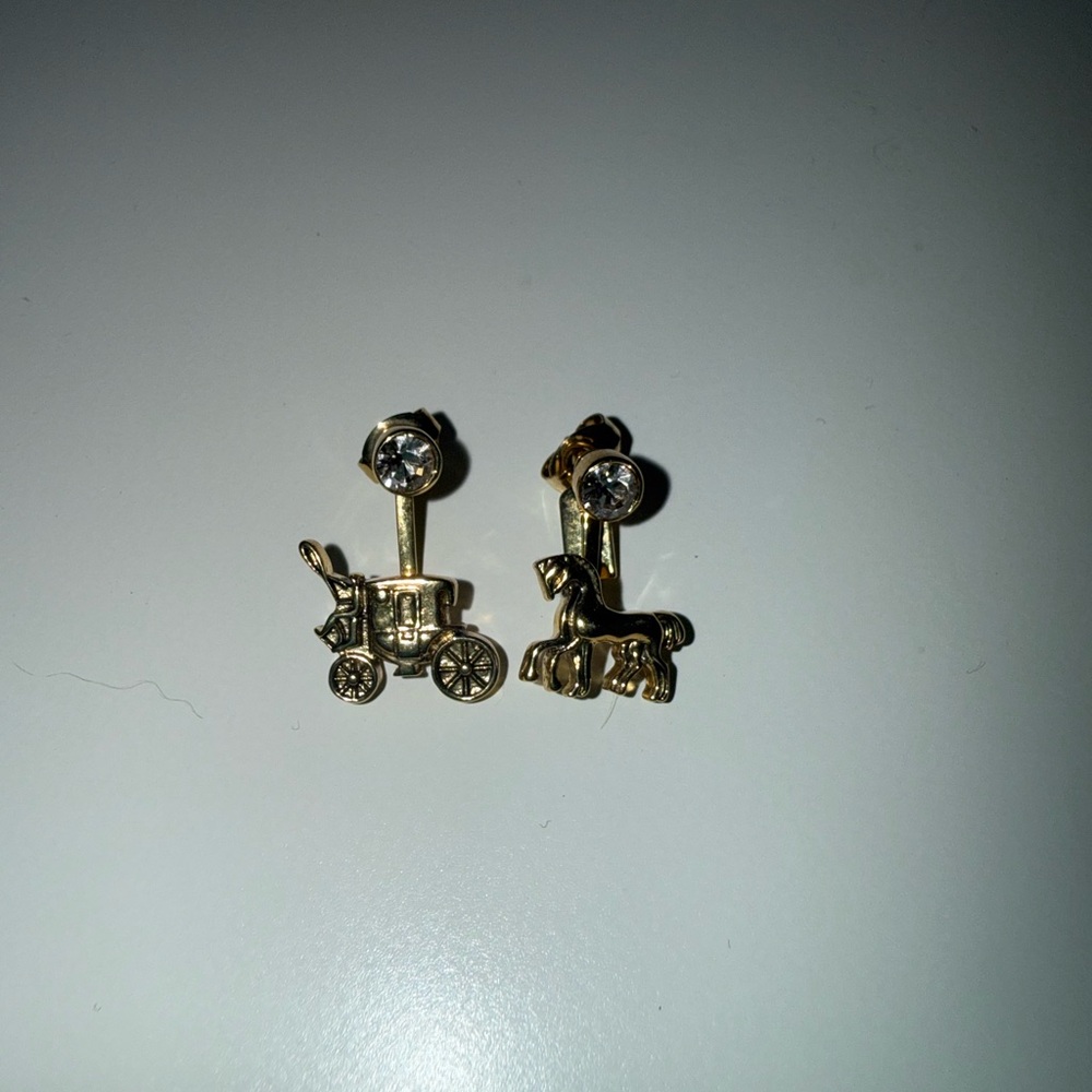 Coach Gold Carriage and Horse Earrings